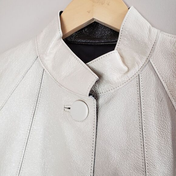 Club Monaco NWT XSmall Bone Tumbled Leather Jacket - Picture 4 of 17